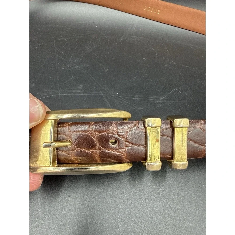 Vintage Italian Genuine, Leather Crocodile, Embossed, Quiet Luxury, Leather Belt